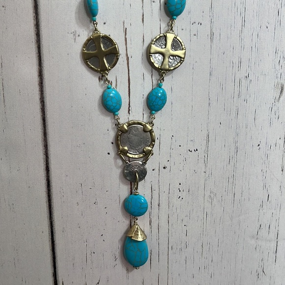 NWT Chico’s Coin & Turquoise Chain - Picture 6 of 14